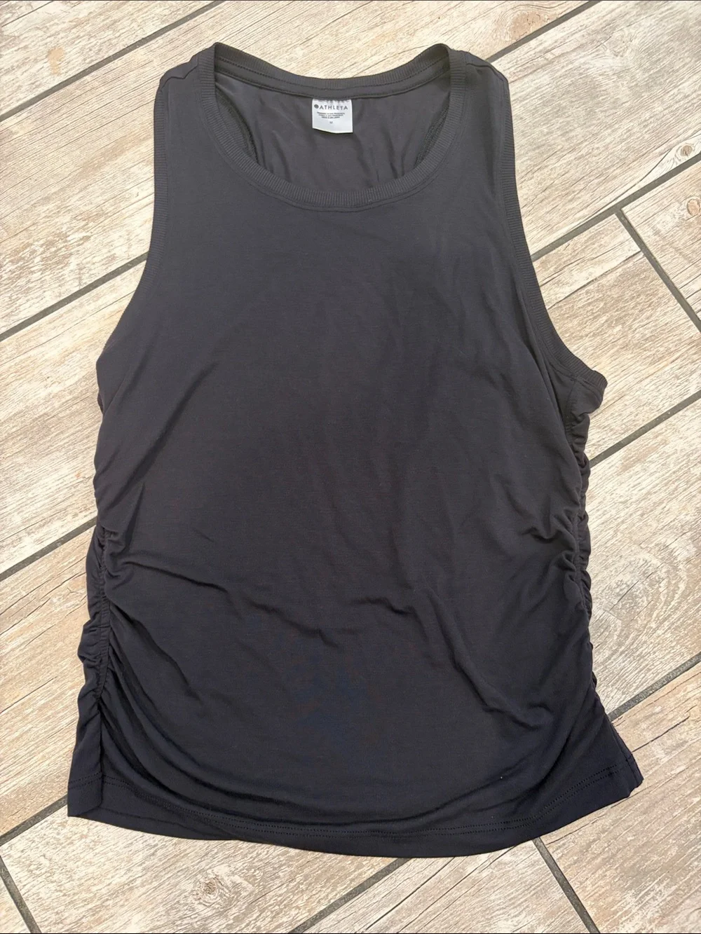 Athleta Black With Ease Cinch Tank Side-Ruched Tank Top - Picture 1 of 3